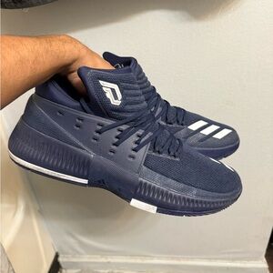 ADIDAS Dame 3 Basketball Shoes Navy Blue White BY3190 Lace Men SZ 16 Used
